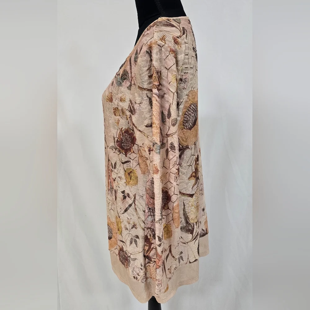 Kamana women M tunic long sleeve, semi sheer, burnout, lagenlook cottagecore - Picture 5 of 7